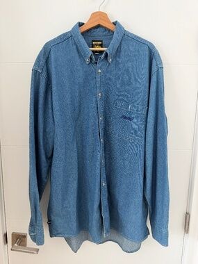 Vintage 90s Sea-Doo Athletics Denim Button Down Shirt Mens XL